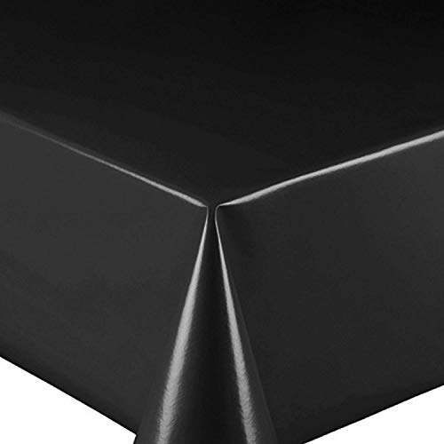 PVC Tischdecke Uni SCHWARZ Wachstuch · Breite & Länge wählbar · abwaschbare Tischdecke Glatt glänzend, Größe:120 x 180 cm von Mambo Design