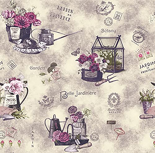 PVC Tischdecke Vintage Wachstuch • Breite & Länge wählbar • abwaschbar • Blumen Lila Garten Flieder, Größe:140 x 240 cm von Mambo-Design