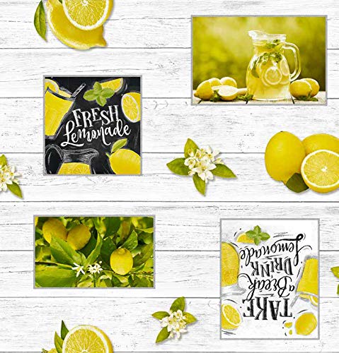 PVC Tischdecke Zitro Zitrone Wachstuch · Breite & Länge wählbar · abwaschbare Tischdecke · Limonade gelb Weiss Limone Lemon, Größe:110 x 180 cm von Guoml