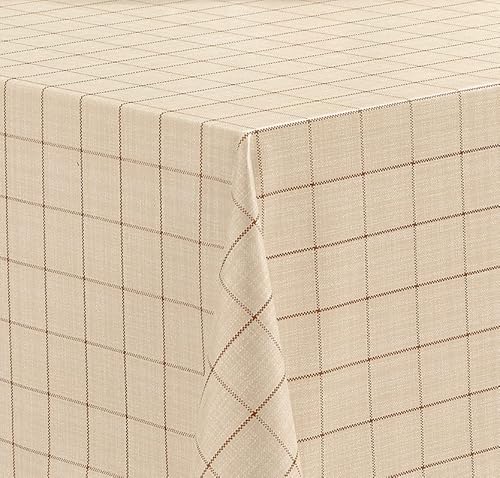 PVC Wachstuch Tischdecke Como beige kariert · Eckig · Länge & Breite wählbar· abwaschbar, Größe:140 x 180 cm von Mambo-Design