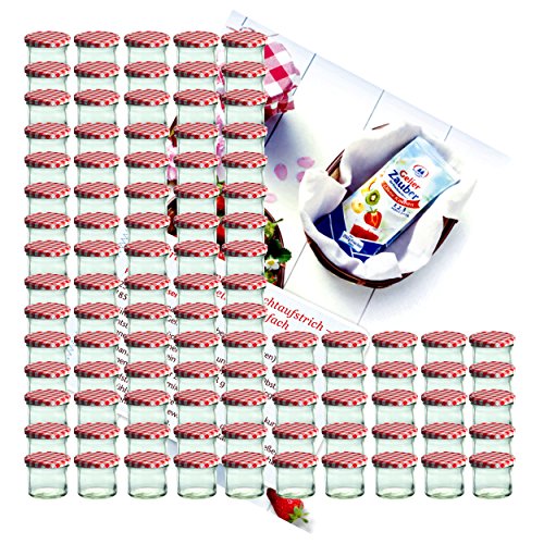 MamboCat 100er Set Sturzglas 125 ml Marmeladenglas Einmachglas Einweckglas to 66 rot Karierter Deckel incl. Diamant-Zucker Gelierzauber Rezeptheft MamboCat 100er Set Sturzglas 125 ml Marmeladenglas Einmachglas Einweckglas to 66 rot Karierter Deckel incl. Diamant-Zucker Gelierzauber Rezeptheft von MamboCat