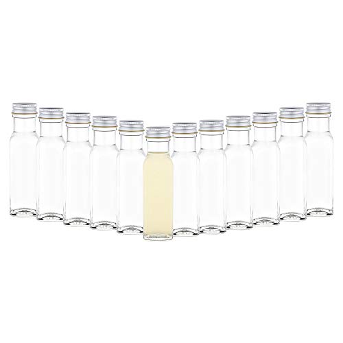 MamboCat Glasflaschen 100ml Marasca mit Schraubverschluss I 12 kleine Flaschen zum Befüllen - edle Likörflaschen Schnapsflaschen I geschäumter Deckel - luftdicht I Glasflasche 12 Stück von MamboCat