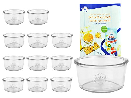 12er Set Original WECK Mini-Sturzglas 50 ml, Rundrandglas RR60 + GRATIS Rezeptheft, Teelichthalter, kleines Dekoglas, Einmachglas ohne Deckel, Einweckglas, Einkochen + Konservieren mit Weckgläsern von MamboCat