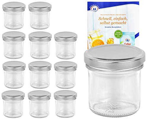 MamboCat 12er Set Sturzgläser 167 ml Deckelfarbe Silber to 66 inkl. Diamant Gelierzauber Rezeptheft, Marmeladengläser, Einmachgläser, Einweckgläser, Gläser von MamboCat