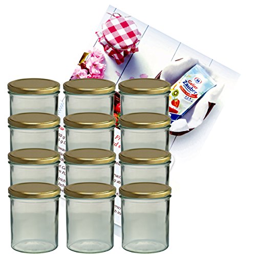 MamboCat 12er Set Sturzglas 350 ml Marmeladenglas Einmachglas Einweckglas to 82 Goldener Deckel incl. Diamant-Zucker Gelierzauber Rezeptheft MamboCat 12er Set Sturzglas 350 ml Marmeladenglas Einmachglas Einweckglas to 82 Goldener Deckel incl. Diamant-Zucker Gelierzauber Rezeptheft von MamboCat