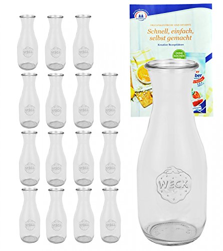 MamboCat 16er Set Weck Gläser 530ml 1/2 Liter Saftflasche inkl. Gelierzauber Rezeptheft I Original Weck Glasflasche I Einweckflaschen für Säfte Saucen Öle UVM I Weck Flaschen ohne Deckel MamboCat 16er Set Weck Gläser 530ml 1/2 Liter Saftflasche inkl. Gelierzauber Rezeptheft I Original Weck Glasflasche I Einweckflaschen für Säfte Saucen Öle UVM I Weck Flaschen ohne Deckel von MamboCat
