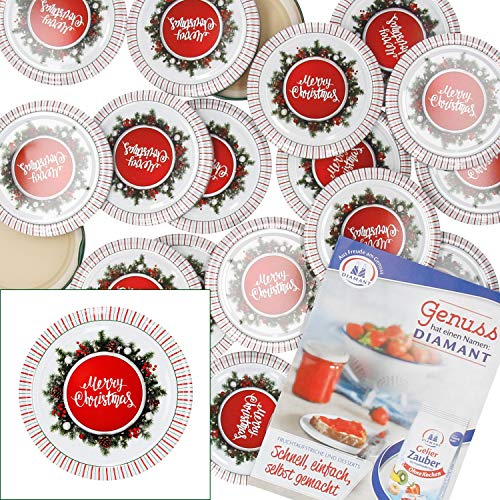 20er Deckel-Set TO82 Weihnachten I Merry Christmas I Twist-Off-Deckel für Sturzgläser I GRATIS Rezeptheft I Rundrand I einkochen & konservieren I Ersatzdeckel für Vorratsgläser I Weihnachtsedition von MamboCat