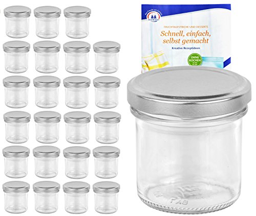 MamboCat 24er Set Sturzgläser 167 ml Deckelfarbe Silber to 66 inkl. Diamant Gelierzauber Rezeptheft, Marmeladengläser, Einmachgläser, Einweckgläser, Gläser von MamboCat