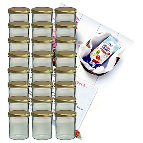 MamboCat 24er Set Sturzglas 350 ml Marmeladenglas Einmachglas Einweckglas to 82 Goldener Deckel incl. Diamant-Zucker Gelierzauber Rezeptheft MamboCat 24er Set Sturzglas 350 ml Marmeladenglas Einmachglas Einweckglas to 82 Goldener Deckel incl. Diamant-Zucker Gelierzauber Rezeptheft von MamboCat