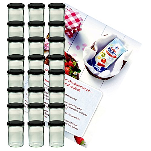MamboCat 24er Set Sturzglas 435 ml Marmeladenglas Einmachglas Einweckglas To 82 schwarzer Deckel incl. Diamant-Zucker Gelierzauber Rezeptheft MamboCat 24er Set Sturzglas 435 ml Marmeladenglas Einmachglas Einweckglas To 82 schwarzer Deckel incl. Diamant-Zucker Gelierzauber Rezeptheft von MamboCat