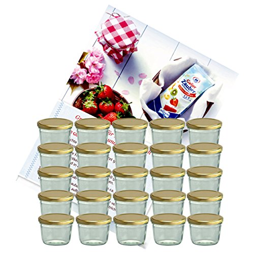 MamboCat 25er Set Sturzglas 230 ml Marmeladenglas Einmachglas Einweckglas to 82 Goldener Deckel incl. Diamant-Zucker Gelierzauber Rezeptheft MamboCat 25er Set Sturzglas 230 ml Marmeladenglas Einmachglas Einweckglas to 82 Goldener Deckel incl. Diamant-Zucker Gelierzauber Rezeptheft von MamboCat