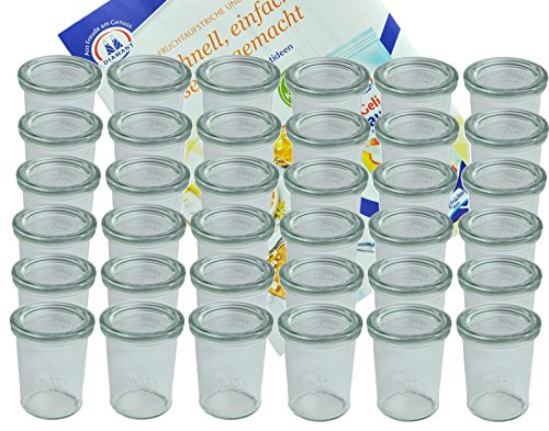 MamboCat 36er Set Weck Gläser 160 ml Sturzgläser mit 36 Glasdeckeln incl. Diamant-Zucker Gelierzauber Rezeptheft MamboCat 36er Set Weck Gläser 160 ml Sturzgläser mit 36 Glasdeckeln incl. Diamant-Zucker Gelierzauber Rezeptheft von MamboCat