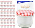 MamboCat 40er Set Sturzgläser 230 ml mit rot weiß kariertem Deckel to 82 inkl. Diamant Gelierzauber Rezeptheft Marmeladengläser Einmachgläser Einweckgläser von MamboCat