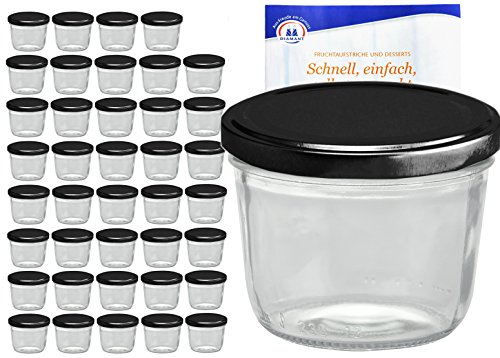 MamboCat 40er Set Sturzgläser 230 ml mit schwarzem Deckel to 82 inkl. Diamant Gelierzauber Rezeptheft Marmeladengläser Einmachgläser Einweckgläser von MamboCat