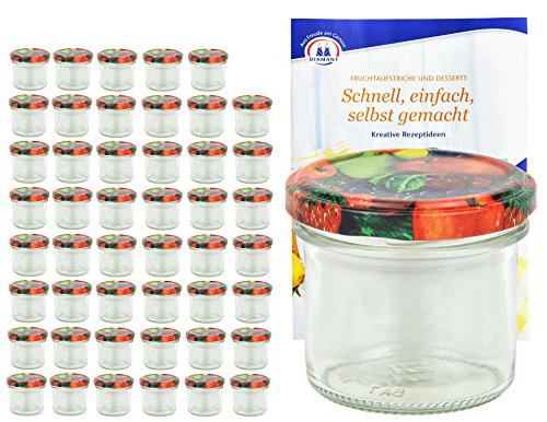 48er Set Sturzgläser 125 ml mit Obst Dekor Deckel to 66 inkl. Diamant Gelierzauber Rezeptheft Marmeladengläser Einmachgläser Einweckgläser von MamboCat