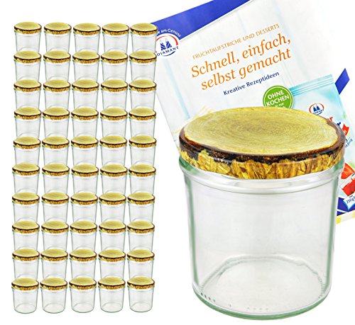 50er Set Sturzglas, 350 ml mit to 82, Deckel mit Holz-Dekor, Einmachglas, Einweckglas inkl. Diamant-Zucker Gelierzauber Rezeptheft 50er Set Sturzglas, 350 ml mit to 82, Deckel mit Holz-Dekor, Einmachglas, Einweckglas inkl. Diamant-Zucker Gelierzauber Rezeptheft von MamboCat
