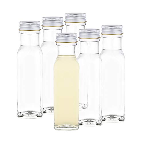 MamboCat Glasflaschen 100ml Marasca mit Schraubverschluss I 6 kleine Flaschen zum Befüllen - edle Likörflaschen Schnapsflaschen I geschäumter Deckel - luftdicht I Glasflasche 6 Stück von MamboCat