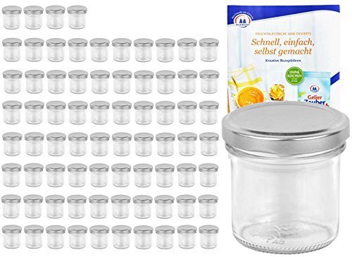 MamboCat 75er Set Sturzgläser 167 ml Deckelfarbe Silber to 66 inkl. Diamant Gelierzauber Rezeptheft, Marmeladengläser, Einmachgläser, Einweckgläser, Gläser von MamboCat