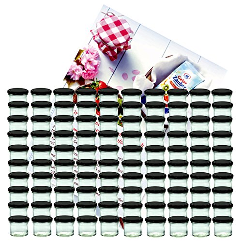 MamboCat 100er Set Sturzglas 125 ml Marmeladenglas Einmachglas Einweckglas to 66 schwarzer Deckel incl. Diamant-Zucker Gelierzauber Rezeptheft MamboCat 100er Set Sturzglas 125 ml Marmeladenglas Einmachglas Einweckglas to 66 schwarzer Deckel incl. Diamant-Zucker Gelierzauber Rezeptheft von MamboCat