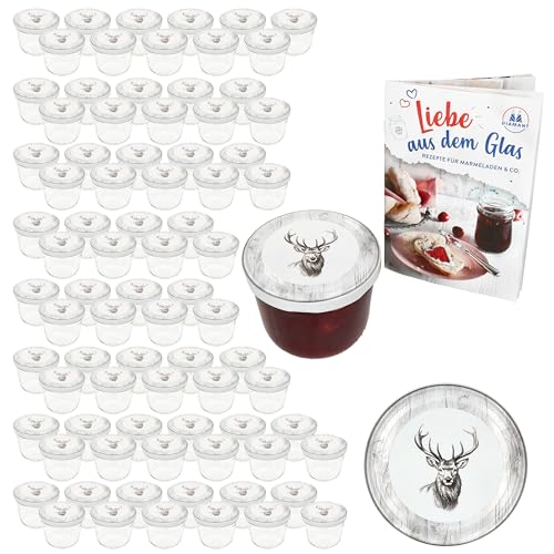 MamboCat 100er Set Sturzglas 230 ml mit Twist-Off-Deckel Alois Hirsch I Einmachgläser + TO 82 Deckel + GRATIS Rezeptheft I Vorratsgläser einkochen & konservieren I Weihnachten von MamboCat