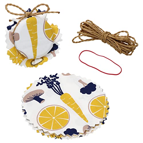MamboCat 10er Marmeladendeckchen Gemüse gelb Ø 14 cm + 1 Fixiergummi + 4 m Schnur I passend für Einmachgläser bis max. Ø 7 cm I Einmachgläser I Geschenkverpackung I Stoffdeckchen von MamboCat