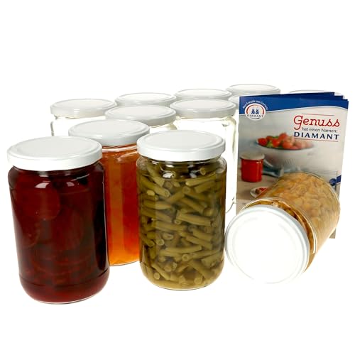 12er Set Einmachglas 720 ml I Deckel in Weiß I Twist-Off to 82 I Rund- / Einkochgläser I Vorratsglas I + GRATIS Rezeptheft I Glasbehälter zur Aufbewahrung 12er Set Einmachglas 720 ml I Deckel in Weiß I Twist-Off to 82 I Rund- / Einkochgläser I Vorratsglas I + GRATIS Rezeptheft I Glasbehälter zur Aufbewahrung von MamboCat