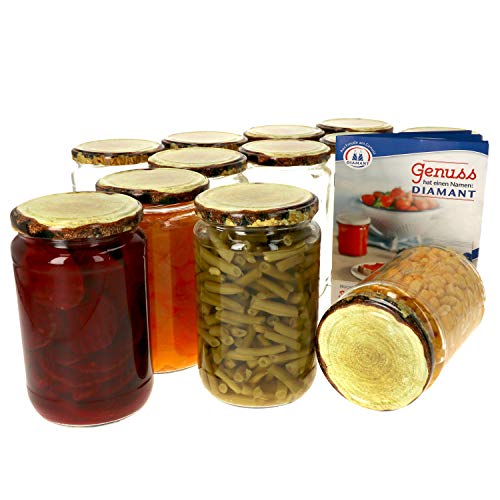 MamboCat 12er Set Einmachglas 720 ml I Rundgläser Einkochgläser mit Schraubdeckel I Twist Off to 82 I Aufbewahrungsgläser mit Deckel mit Holz-Dekor I inkl. Rezeptheft von MamboCat