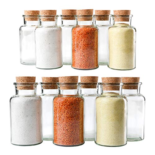 MamboCat 12er Set Gewürzgläser | Füllmenge 300 ml | Wiederverwendbare Glasdose + Korkverschluss | hochwertiges rundes Glas | Aufbewahrung von Tee Kräutern Gewürzen von MamboCat