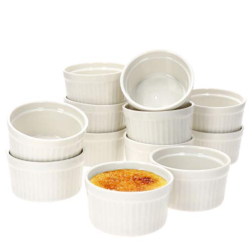 MamboCat 12er Set Muffin Förmchen Bianca weiße Auflaufform 120 ml I Creme Brulee Schälchen Set Porzellan spülmaschinenfest I Souffleeförmchen backofenfest I kleine Dessertschalen Ø 9 cm von MamboCat