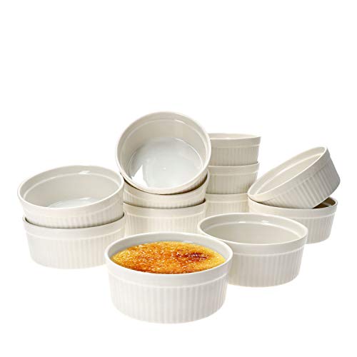 MamboCat 12er Set Muffin Förmchen Bianca weiße Auflaufform 250 ml I Creme Brulee Schälchen Set Porzellan spülmaschinenfest I Souffleeförmchen backofenfest I kleine Dessertschalen Ø 11,5 cm von MamboCat