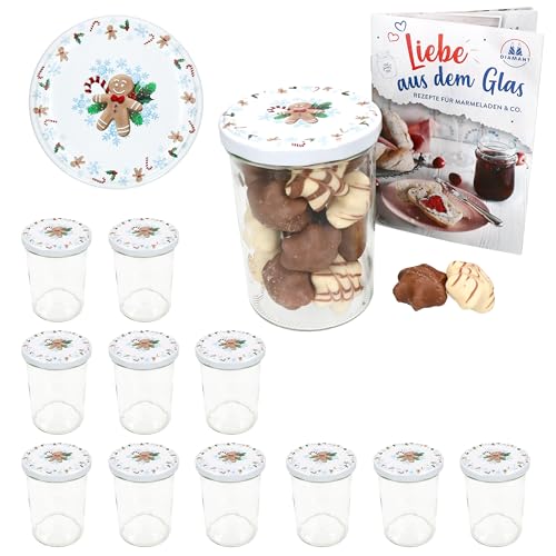 MamboCat 12er Set Sturzglas 435 ml mit Twist-Off-Deckel Candyman eisblau I Einmachgläser + to 82 Deckel + GRATIS Heft I Vorratsgläser einkochen & konservieren von MamboCat