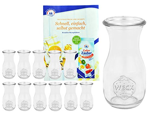 MamboCat 12er Set Weckgläser Saftflaschen 290 ml I Original Weck Glasflasche I Einweckflaschen für Säfte Saucen Öle UVM I Weck Flaschen ohne Deckel inkl. Diamant-Zucker Gelierzauber Rezeptheft MamboCat 12er Set Weckgläser Saftflaschen 290 ml I Original Weck Glasflasche I Einweckflaschen für Säfte Saucen Öle UVM I Weck Flaschen ohne Deckel inkl. Diamant-Zucker Gelierzauber Rezeptheft von MamboCat