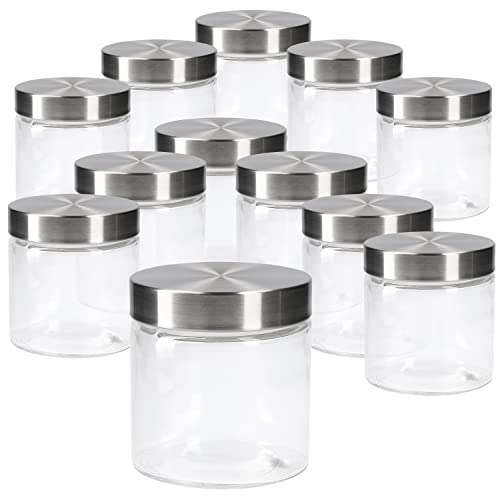 MamboCat 12tlg.-Set Vorratsglas Bera mit Edelstahldeckel Silber I Ø 11 cm I 0.8L I befüllbare Glasdosen I Runddosen I Aufbewahrungsbehälter von MamboCat