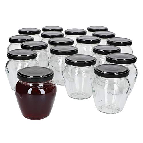 MamboCat 18er Set Marmeladengläser 212 ml I Vielseitige Twist Off Gläser zum Befüllen I Einmachgläser für Obst Konfitüre Gelee Antipasti uvm I Schöne Schraubgläser mit Deckel TO 63 Schwarz von MamboCat