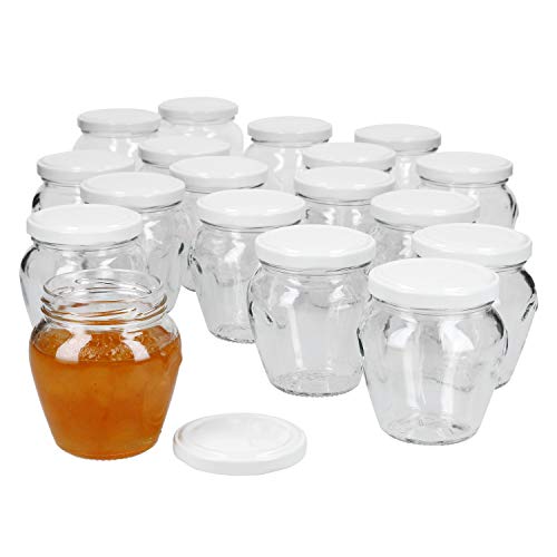 MamboCat 18er Set Marmeladengläser 212 ml I Vielseitige Twist Off Gläser zum Befüllen I Einmachgläser für Obst Konfitüre Gelee Antipasti uvm I Schöne Schraubgläser mit Deckel TO 63 Weiß von MamboCat