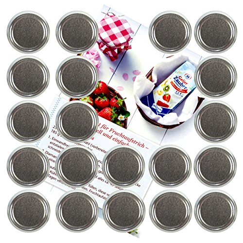 MamboCat 20er Set Deckel to 82 in Silber I passend für 230 ml / 350 ml / 435 ml Gläser I Twist-Off I für Marmeladengläser I + GRATIS Rezeptheft von MamboCat