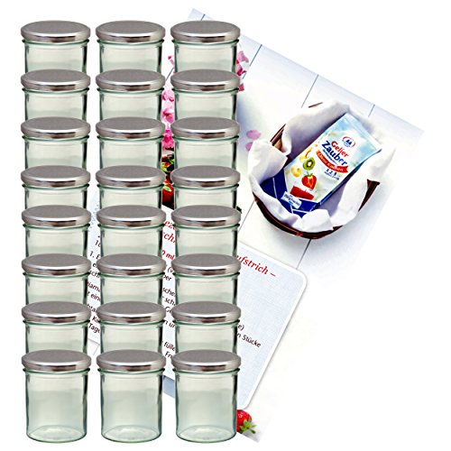 MamboCat 24er Set Sturzglas 350 ml Marmeladenglas Einmachglas Einweckglas to 82 silberner Deckel incl. Diamant-Zucker Gelierzauber Rezeptheft MamboCat 24er Set Sturzglas 350 ml Marmeladenglas Einmachglas Einweckglas to 82 silberner Deckel incl. Diamant-Zucker Gelierzauber Rezeptheft von MamboCat