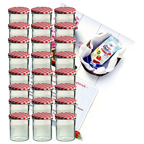 MamboCat 24er Set Sturzglas 350 ml Marmeladenglas Einmachglas Einweckglas to 82 rot Karierter Deckel incl. Diamant-Zucker Gelierzauber Rezeptheft MamboCat 24er Set Sturzglas 350 ml Marmeladenglas Einmachglas Einweckglas to 82 rot Karierter Deckel incl. Diamant-Zucker Gelierzauber Rezeptheft von MamboCat