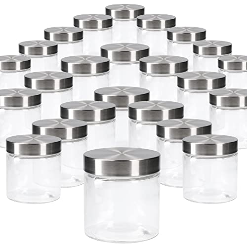 MamboCat 24tlg.-Set Vorratsglas Bera mit Edelstahldeckel Silber I Ø 11 cm I 0.8L I befüllbare Glasdosen I Runddosen I Aufbewahrungsbehälter von MamboCat