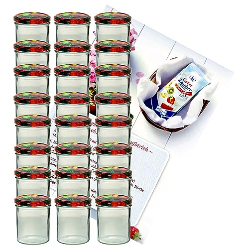 MamboCat 25er 350 ml Sturzglas-Set | Einmachgläser + Twist-Off-Deckel Obst + GRATIS Rezeptheft | einkochen & konservieren | backofengeeignet von MamboCat