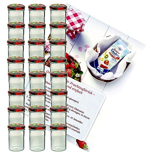 MamboCat 25er 435 ml Sturzglas-Set | Einmachgläser + Twist-Off-Deckel Obst + GRATIS Rezeptheft | einkochen & konservieren | backofengeeignet von MamboCat