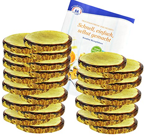 MamboCat 25er Set Deckel to 82 Holzdekor passend für 230ml / 350ml / 435ml Gläser incl. Diamant-Zucker Gelierzauber Rezeptheft von MamboCat