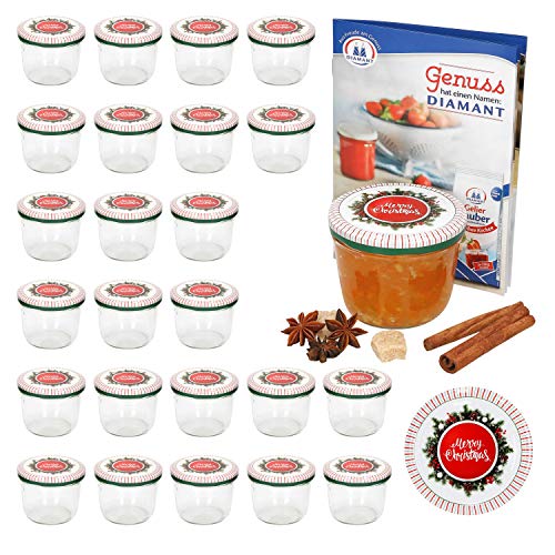 MamboCat 25er Sturzglas-Set 230 ml | Einmachgläser + Twist-Off-Deckel to 82 Weihnachtsedition + GRATIS Rezeptheft | einkochen & konservieren | Vorratsgläser | Merry Christmas von MamboCat