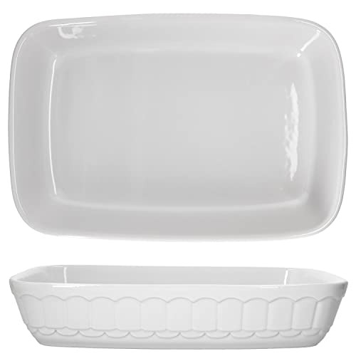 MamboCat 2er Set Auflaufformen Keramik Bräter backofengeeignet 3L I großes Servierschalen Set weiß eckig für Tiramisu Fingerfood Tartes und Quiches I Keramikformen für Ofen I feuerfeste Schalen von MamboCat