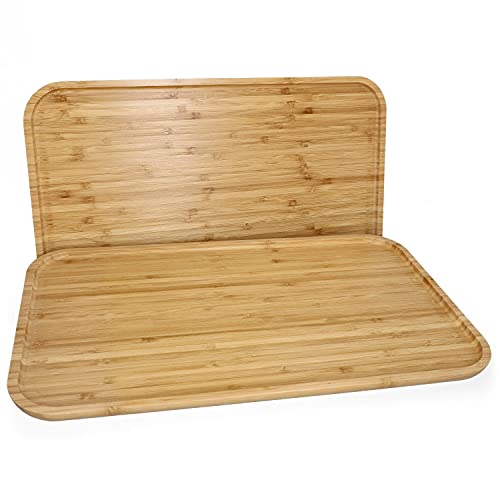 MamboCat 2er Set Bambus-Tablett Babette mit erhöhten Kanten I Serviertablett in moderner Holz-Optik I Holztablett mit runden Ecken I Küchentablett zum Anrichten Dekorieren oder als Unterlage von MamboCat