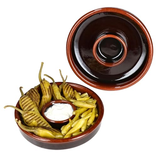 MamboCat 2er Set Juego Tapas Schale Ø 17,8cm | dunkelbraune Olivenschale I Tonschale mit integriertem Schälchen für Kerne oder Dip I Cazuela für Antipasti & Co. MamboCat 2er Set Juego Tapas Schale Ø 17,8cm | dunkelbraune Olivenschale I Tonschale mit integriertem Schälchen für Kerne oder Dip I Cazuela für Antipasti & Co. von MamboCat