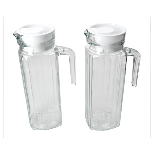 MamboCat 2er Set LIMA Kühlschrankkrug mit weißem Kunststoff-Deckel I 0,95 Liter I viereckige Glas-Karaffe mit Ausgießtülle & Henkel für Eistee, Wasser, Saft, Milch & Co. MamboCat 2er Set LIMA Kühlschrankkrug mit weißem Kunststoff-Deckel I 0,95 Liter I viereckige Glas-Karaffe mit Ausgießtülle & Henkel für Eistee, Wasser, Saft, Milch & Co. von MamboCat