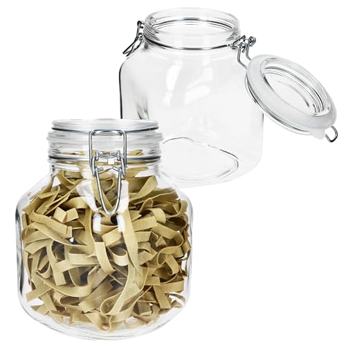 MamboCat 2er Set PRIMA luftdichte Vorratsgläser eckig I 2L I Glasdosen mit Drahtbügelverschluss I ideal zum Einmachen, Fermentieren & Aufbewahren MamboCat 2er Set PRIMA luftdichte Vorratsgläser eckig I 2L I Glasdosen mit Drahtbügelverschluss I ideal zum Einmachen, Fermentieren & Aufbewahren von MamboCat