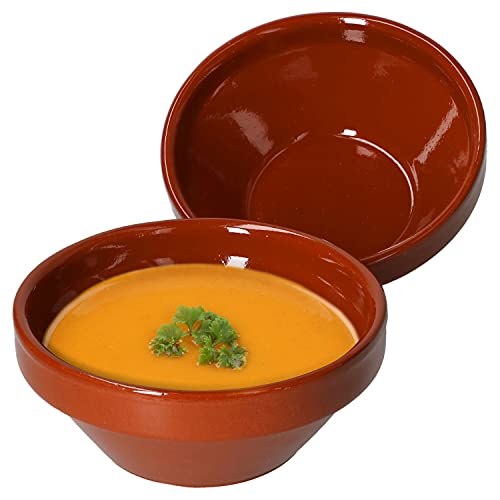 MamboCat 2er Set Ton-Schalen Ø 15,2 cm 350 ml für Dips Tapas Fingerfood I Müsli Schüsseln vintage I Dessert-Schälchen I Frühstücks Bowl I Keramiksalatschüssel glasiert I Mittelalter Geschirr von MamboCat