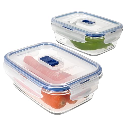 MamboCat 2X Pure Box Active Vorratsdosen I 820ml I Glasdosen mit Kunststoffdeckel mit Ventil I auslaufsicher, luftdicht, BPA-frei I Brotbox, Aufschnittbehälter, Lunchbox, Glas-Behälter von MamboCat